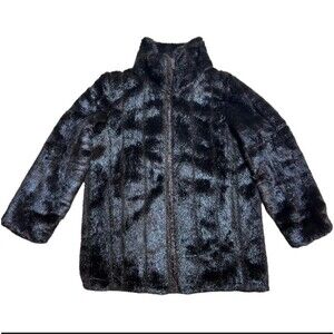 Vtg Roamans Dark Brown Faux Fur Coat Size 1X Jacket Whimsigoth Viking